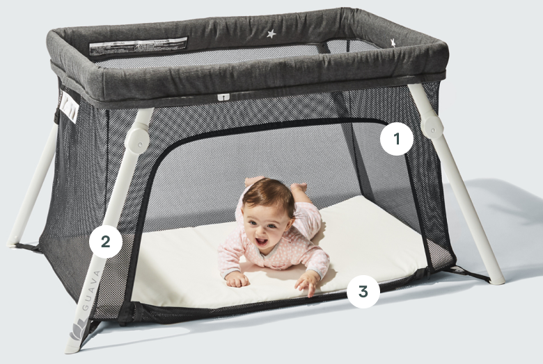 Lotus Everywhere Travel Crib Lightweight Travel Crib for Babies Guava Family